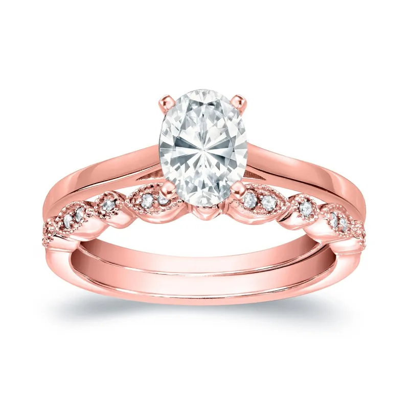 Auriya 14k Gold 1 1/6ctw Vintage Oval-cut Solitaire Diamond Engagement Ring Set sold by Zulily