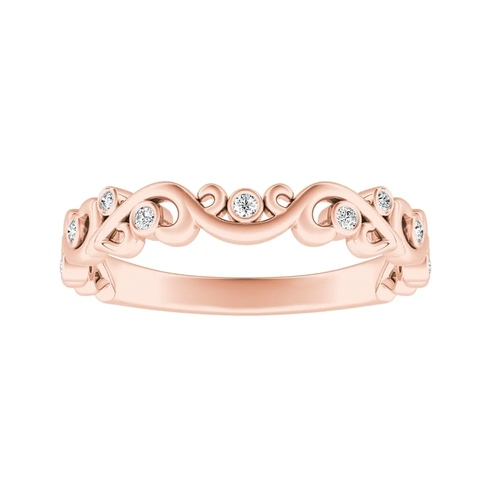 Auriya 1/10ctw Vintage Scroll Diamond Wedding Band 14K Gold sold by Zulily product image thumbnail 3