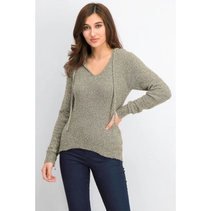 Crave Fame Juniors' Marled Fuzzy Pullover Hoodie Green Size Medium sold by Zulily