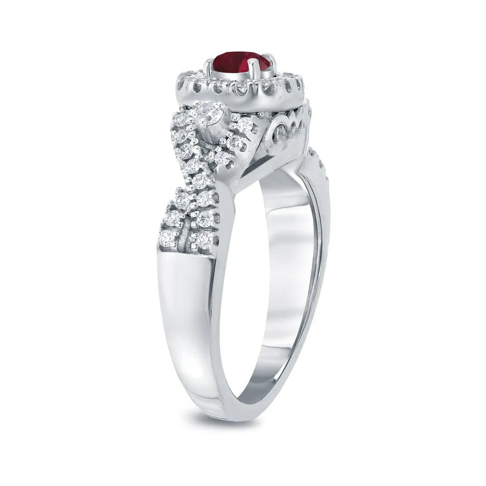 14k Gold 1/4ct Ruby and 2/5ct TDW Infinity Halo Diamond Engagement Ring sold by Zulily product image thumbnail 5