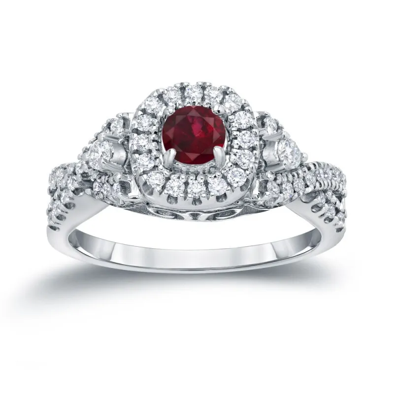 14k Gold 1/4ct Ruby and 2/5ct TDW Infinity Halo Diamond Engagement Ring sold by Zulily