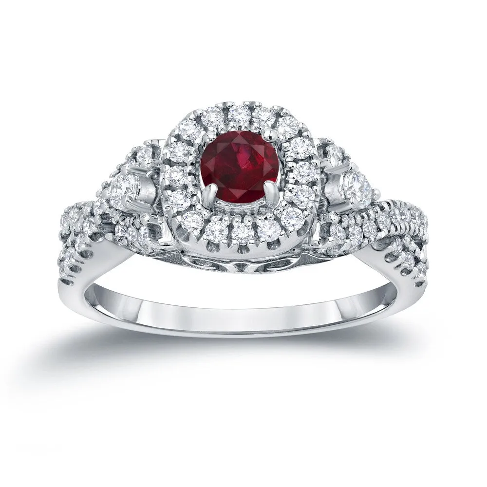 14k Gold 1/4ct Ruby and 2/5ct TDW Infinity Halo Diamond Engagement Ring sold by Zulily