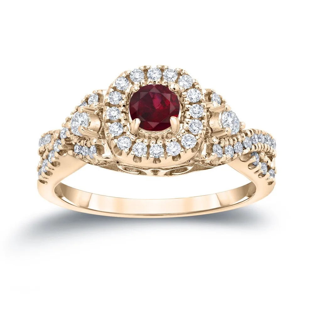 14k Gold 1/4ct Ruby and 2/5ct TDW Infinity Halo Diamond Engagement Ring sold by Zulily product image thumbnail 2