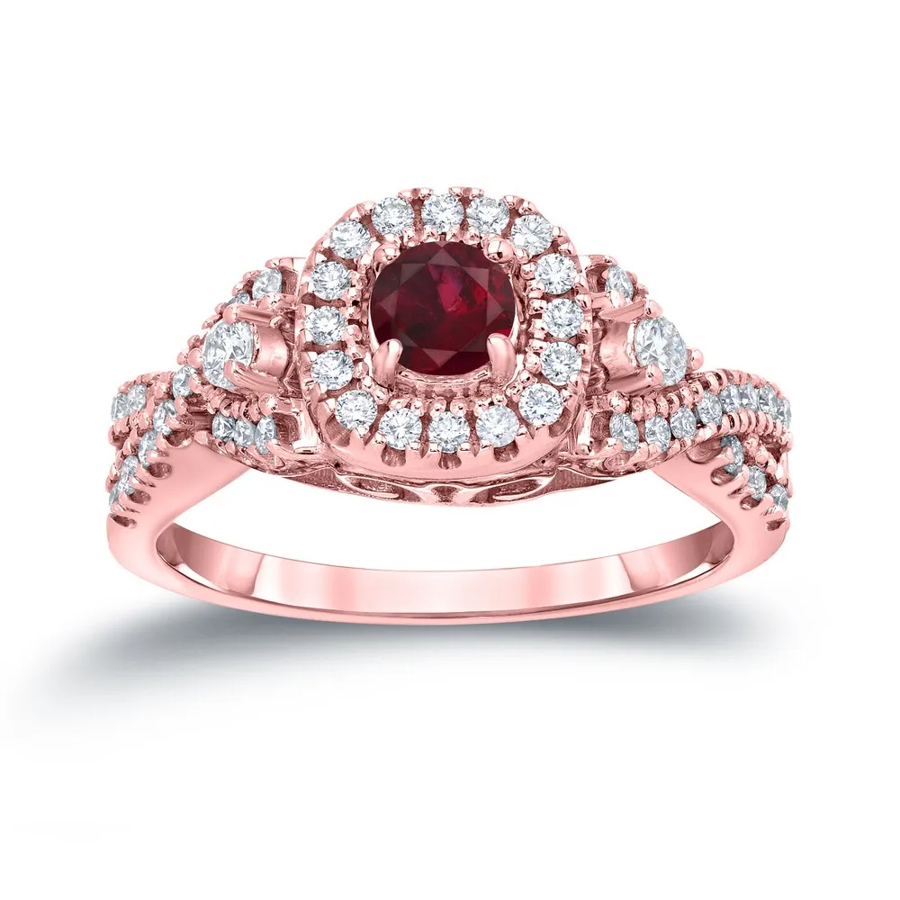 14k Gold 1/4ct Ruby and 2/5ct TDW Infinity Halo Diamond Engagement Ring sold by Zulily product image thumbnail 3