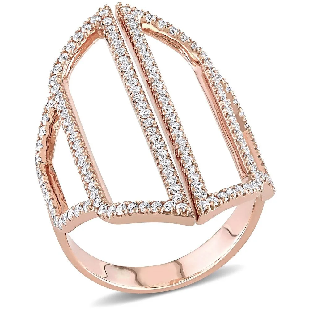 Miadora 14k Rose Gold 3/4ct TDW Diamond Geometric Abstract Middle Finger Ring sold by Zulily