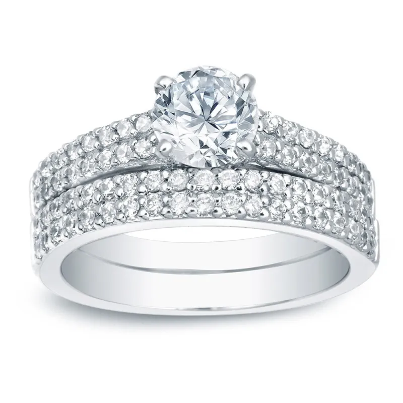 Auriya Platinum 1 1/2ctw Double Row Pave Diamond Engagement Ring Set sold by Zulily