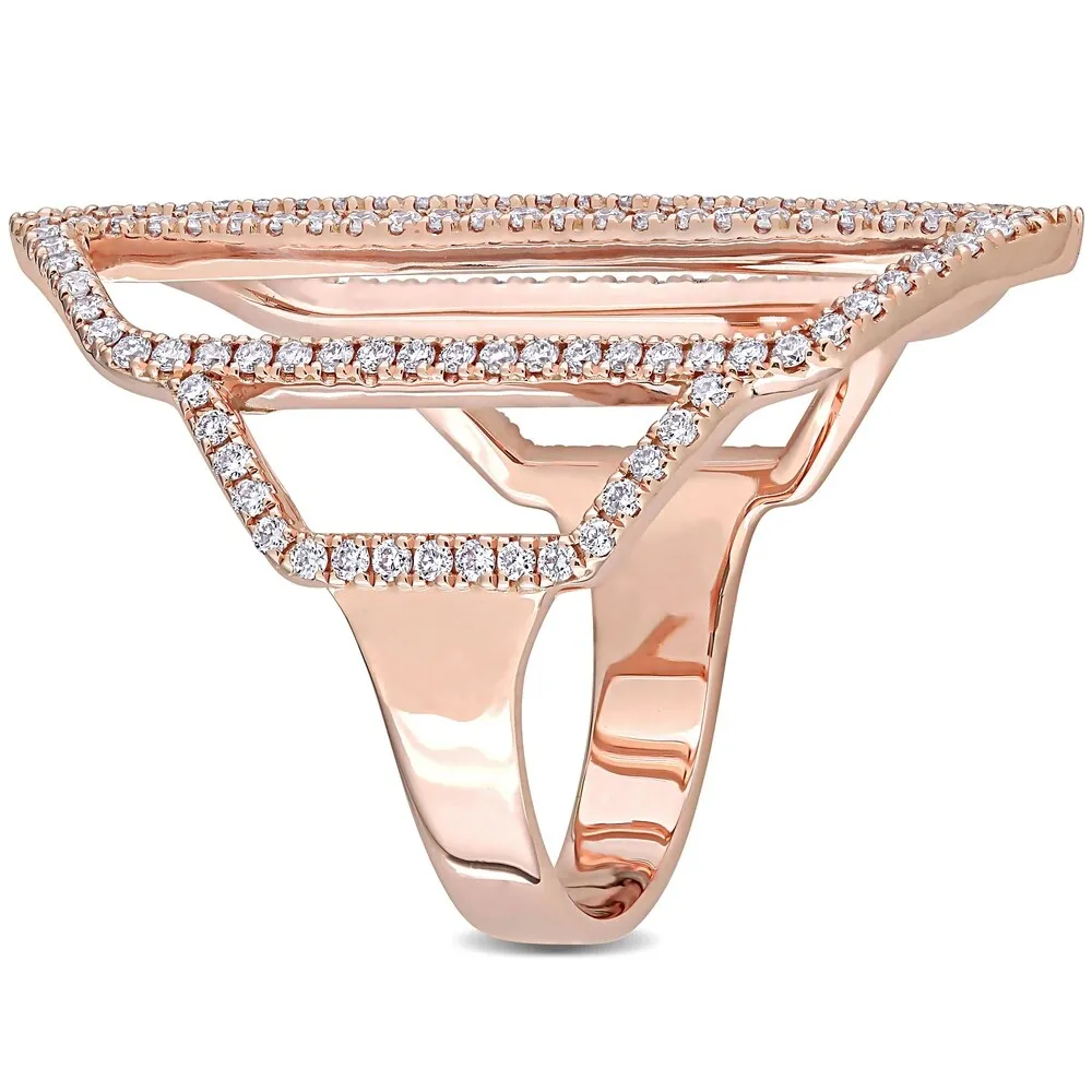 Miadora 14k Rose Gold 3/4ct TDW Diamond Geometric Abstract Middle Finger Ring sold by Zulily product image thumbnail 3