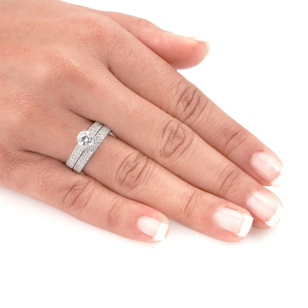 Auriya Platinum 1 1/2ctw Double Row Pave Diamond Engagement Ring Set sold by Zulily product image thumbnail 2