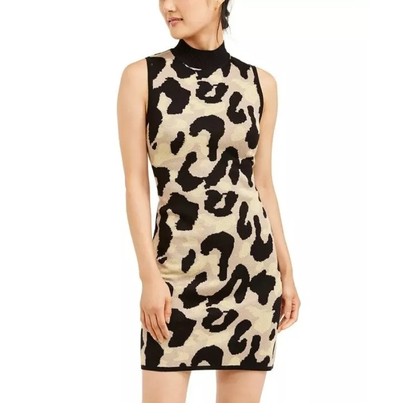 Planet Gold Juniors' Leopard-Print Sweater Dress Yellow Size XS sold by Zulily