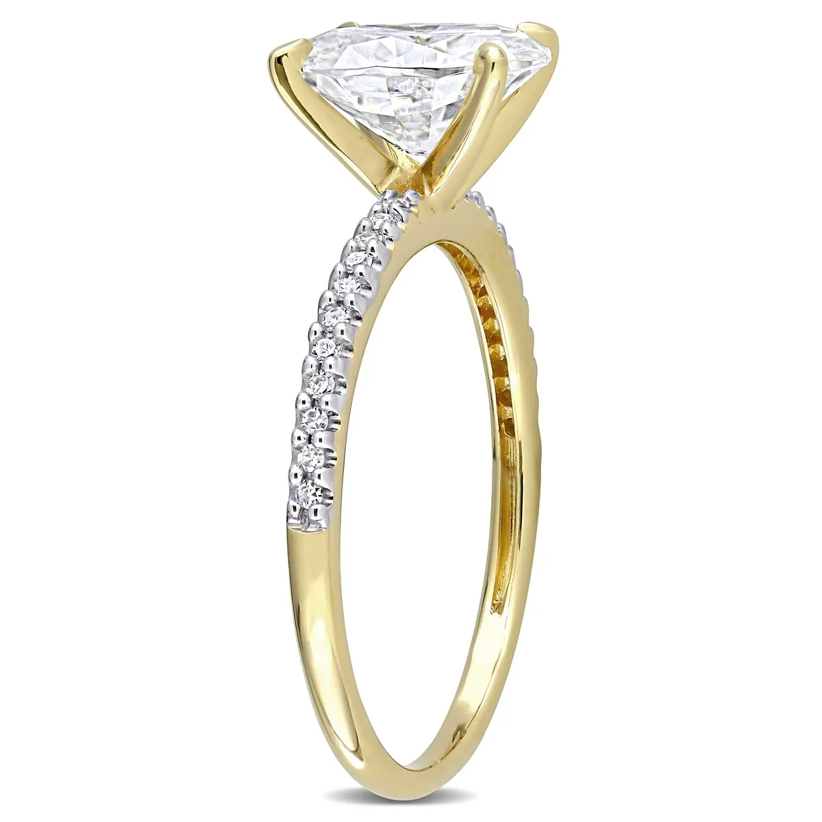 Miadora 2ct DEW Oval-cut Moissanite and 1/10ct TDW Diamond Engagement Ring in 14k Yellow Gold sold by Zulily product image thumbnail 4