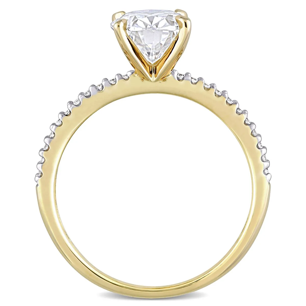 Miadora 2ct DEW Oval-cut Moissanite and 1/10ct TDW Diamond Engagement Ring in 14k Yellow Gold sold by Zulily product image thumbnail 5
