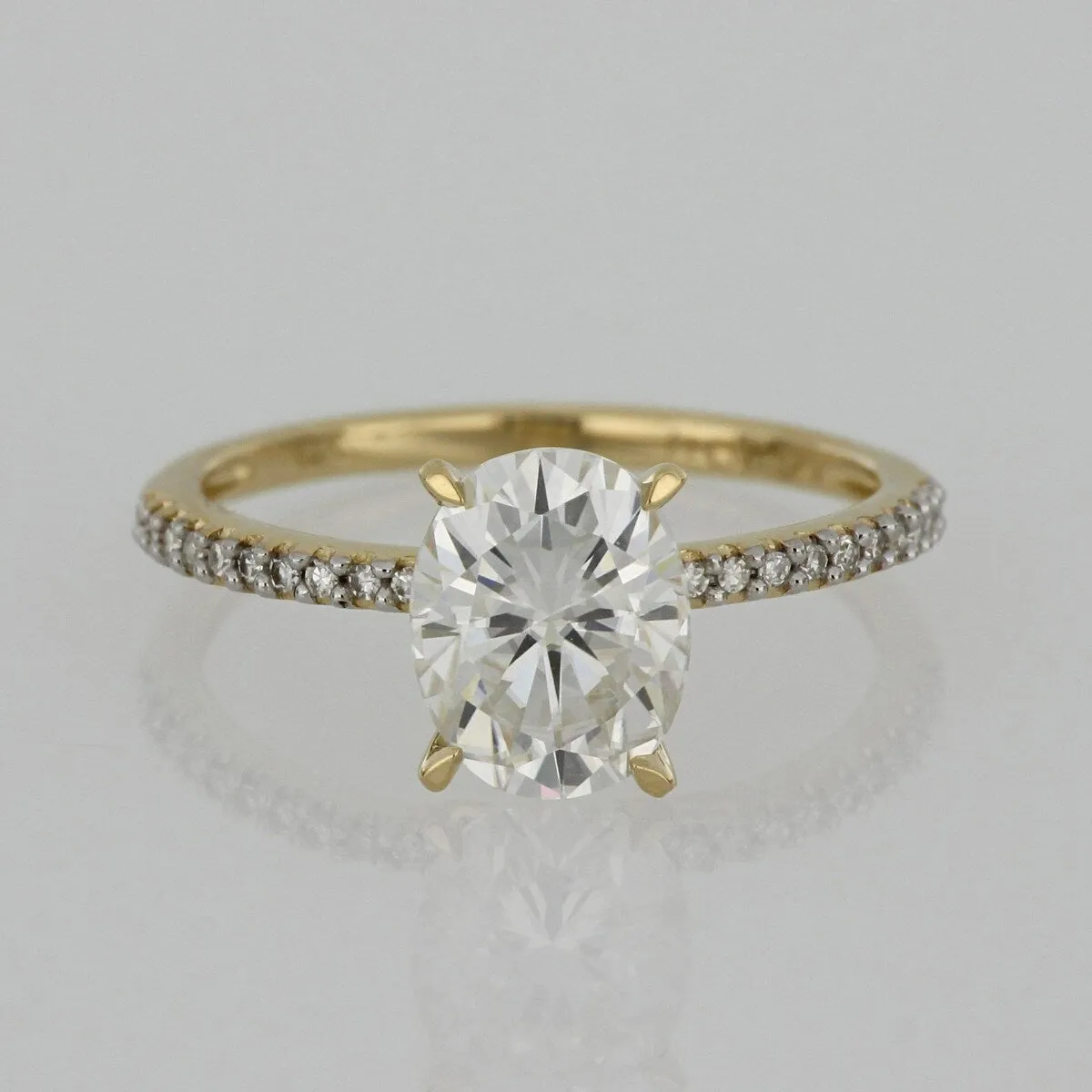 Miadora 2ct DEW Oval-cut Moissanite and 1/10ct TDW Diamond Engagement Ring in 14k Yellow Gold sold by Zulily product image thumbnail 2