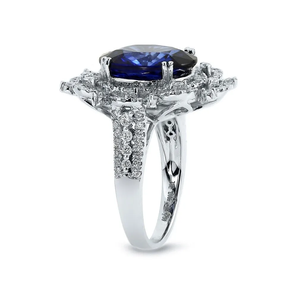 Auriya 18k Gold 7ct Blue Sapphire and 1ctw Halo Diamond Engagement Ring sold by Zulily product image thumbnail 5