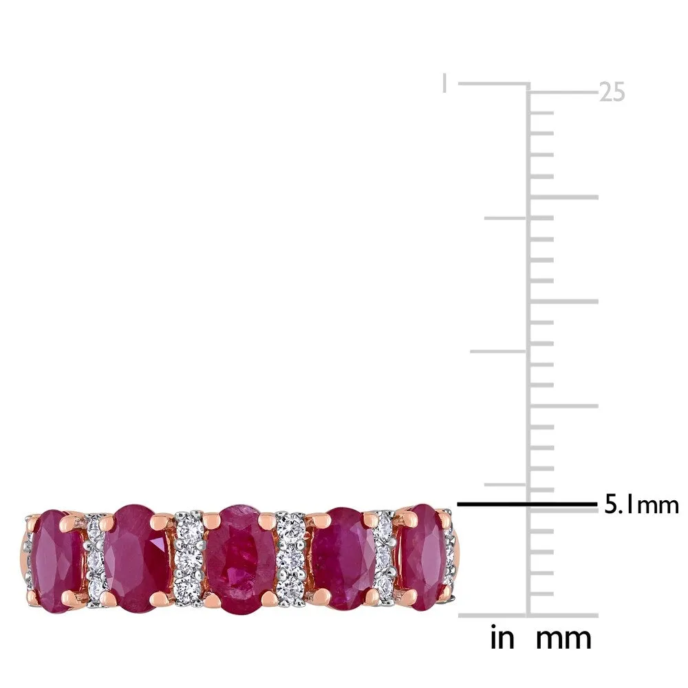 Miadora 14k Rose Gold Oval-Cut Ruby and 1/6ct TDW Diamond Anniversary Band sold by Zulily product image thumbnail 4