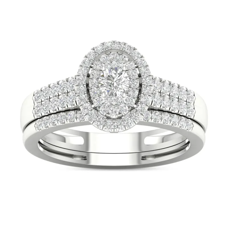 De Couer IGI Certified 1/2ct TDW Diamond Halo Engagement Ring Set made by Zulily