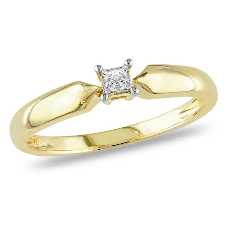 Miadora 10k Yellow Gold 1/10ct TDW Princess-cut Diamond Solitaire Promise Ring sold by Zulily
