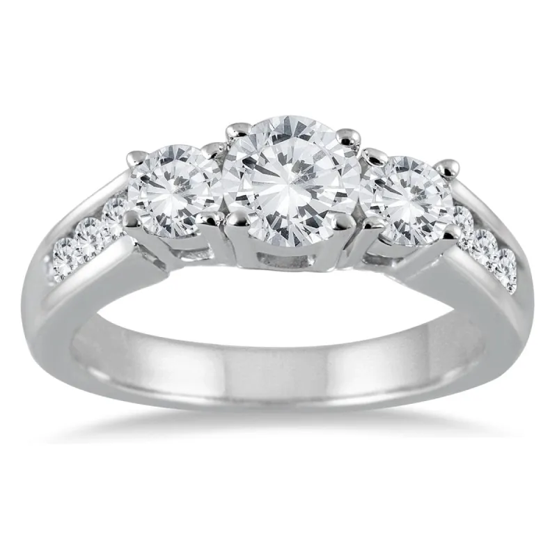 1 1/2 Carat TW Diamond Three Stone Ring in 10K White Gold sold by Zulily