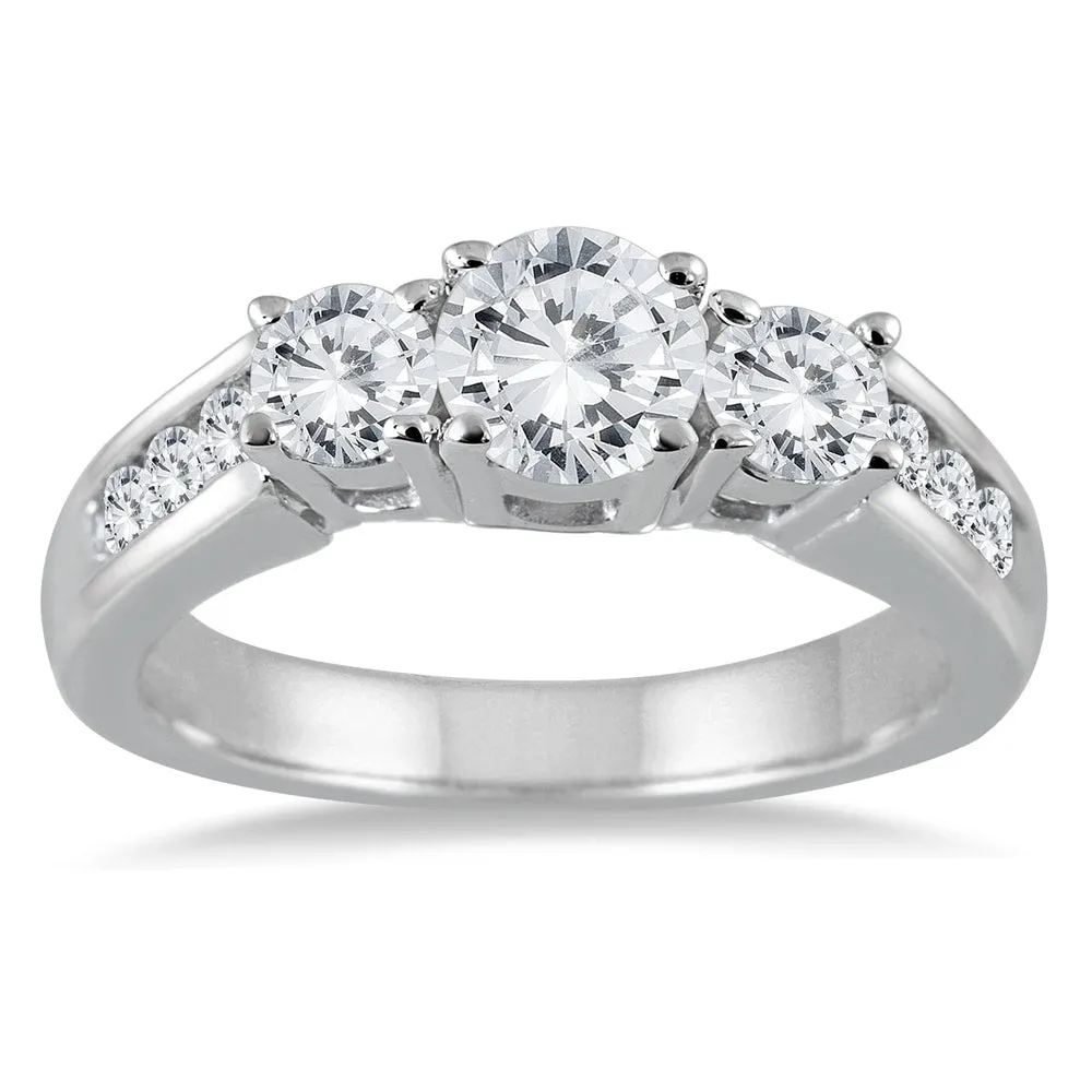 1 1/2 Carat TW Diamond Three Stone Ring in 10K White Gold sold by Zulily