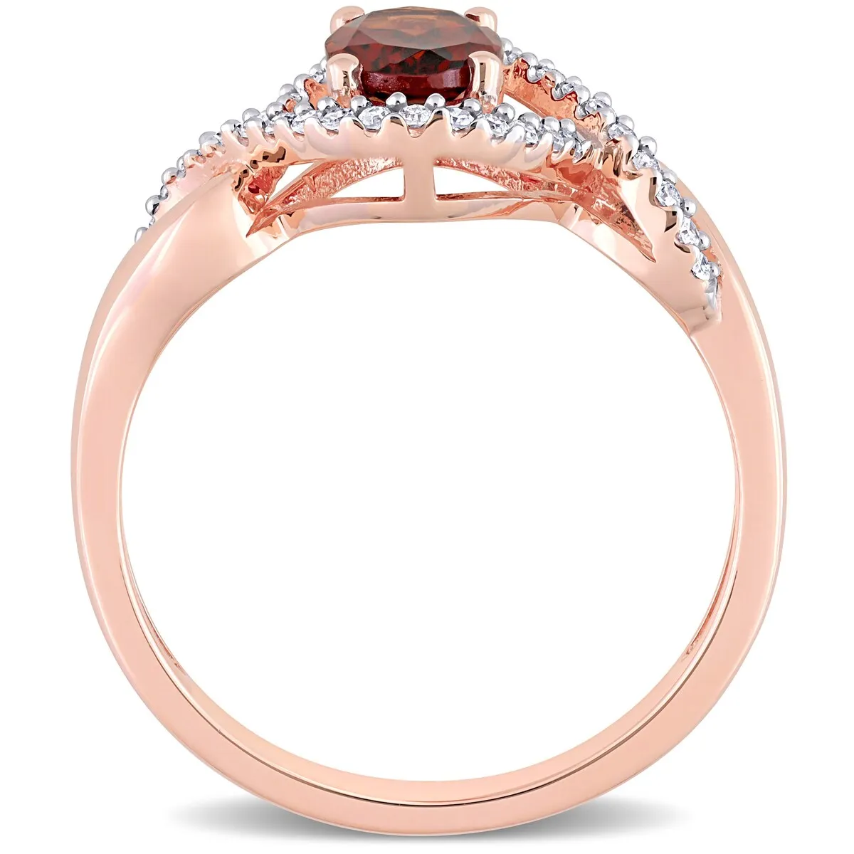 Miadora 10k Rose Gold Garnet and 1/6ct TDW Diamond Halo Infinity Ring sold by Zulily product image thumbnail 5