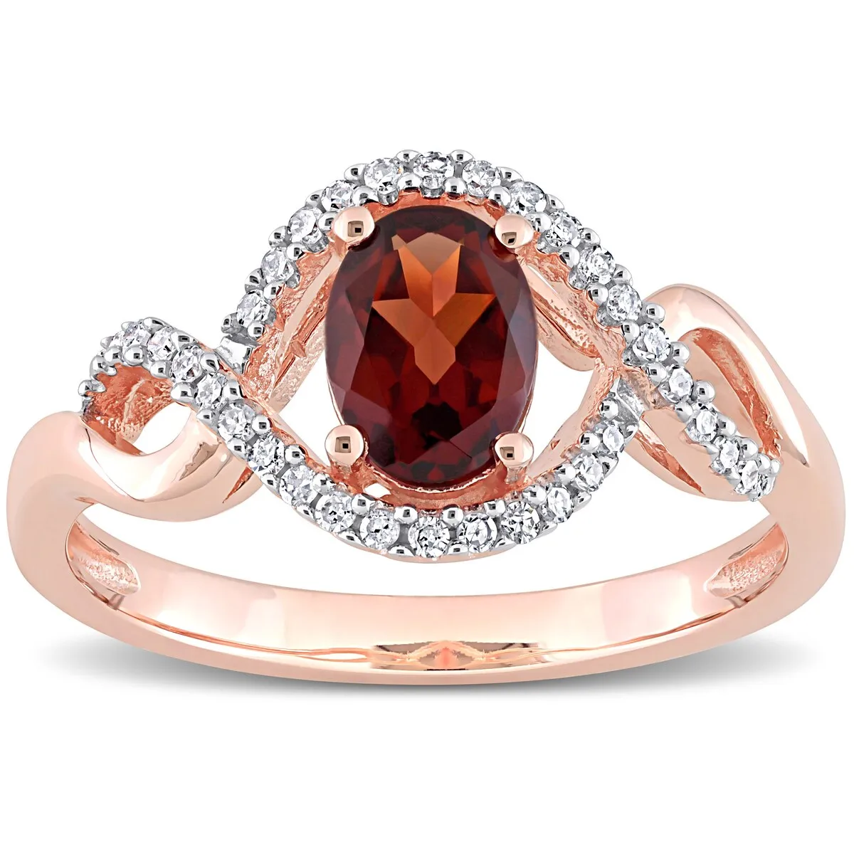Miadora 10k Rose Gold Garnet and 1/6ct TDW Diamond Halo Infinity Ring sold by Zulily product image thumbnail 3