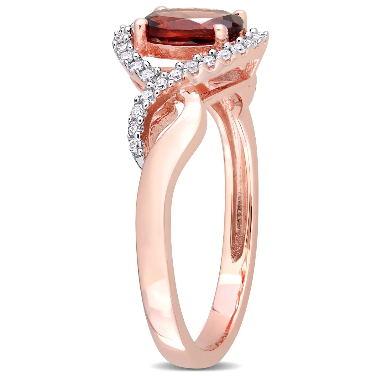 Miadora 10k Rose Gold Garnet and 1/6ct TDW Diamond Halo Infinity Ring sold by Zulily product image thumbnail 4