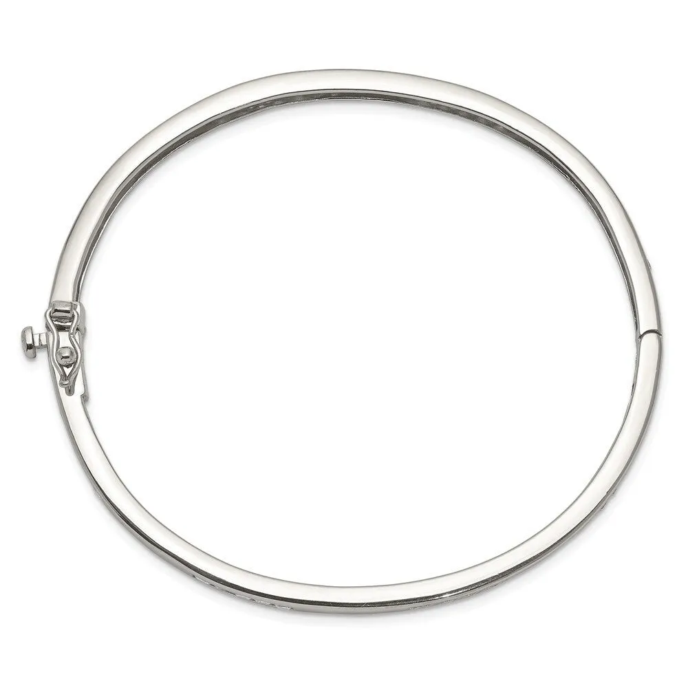 Curata 925 Sterling Silver 7" 5mm Oval Cubic Zirconia Station Hinged Bangle Bracelet sold by Zulily product image thumbnail 3