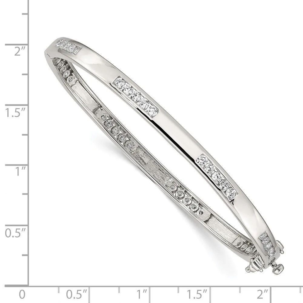 Curata 925 Sterling Silver 7" 5mm Oval Cubic Zirconia Station Hinged Bangle Bracelet sold by Zulily product image thumbnail 2