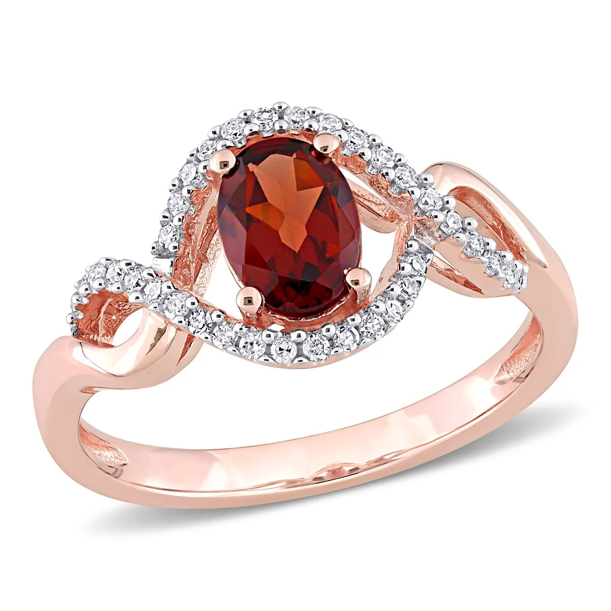 Miadora 10k Rose Gold Garnet and 1/6ct TDW Diamond Halo Infinity Ring sold by Zulily product image thumbnail 2