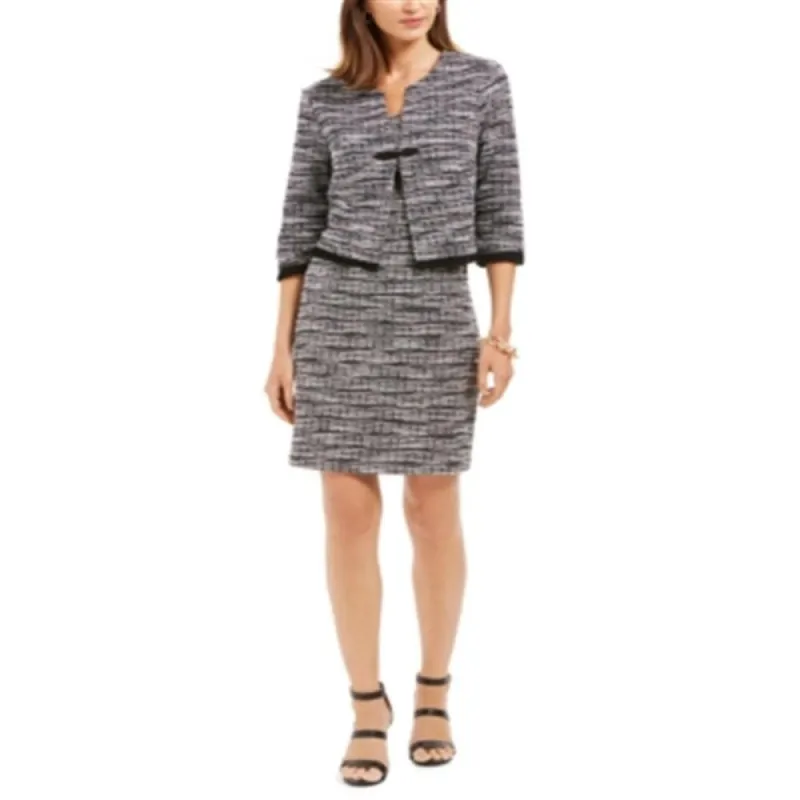 Connected Women's Tweed Fringe Trim Jacket Black Size 14 sold by Zulily