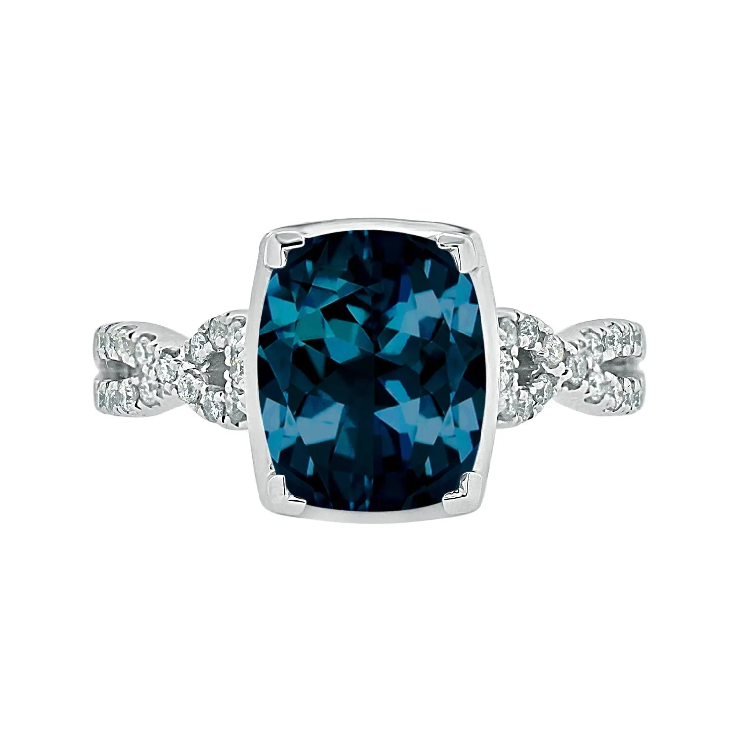 Auriya 3 9/10ct Cushion-cut London-blue Topaz and Diamond Engagement Ring 1/5ctw 14k Gold sold by Zulily product image thumbnail 2