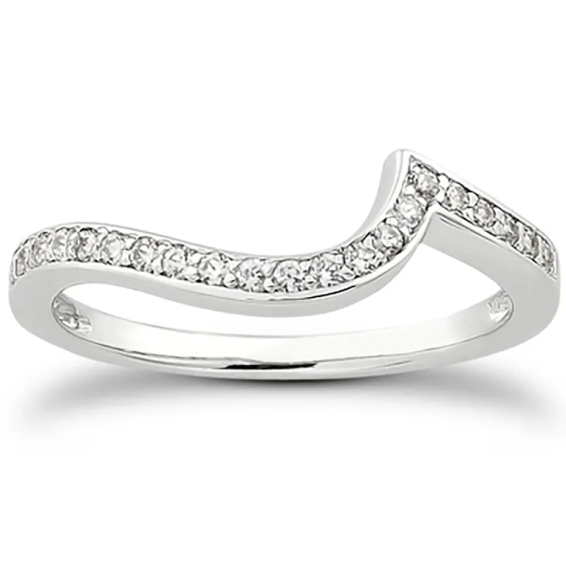 1/5 Carat TW Carat Diamond Curved Wedding Band in 14K White Gold sold by Zulily