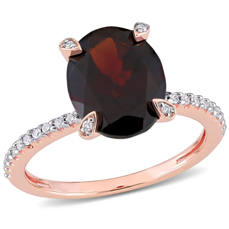 Miadora 3ct TGW Oval-Cut Garnet and 1/10ct TW Diamond Ring in 10k Rose Gold sold by Zulily