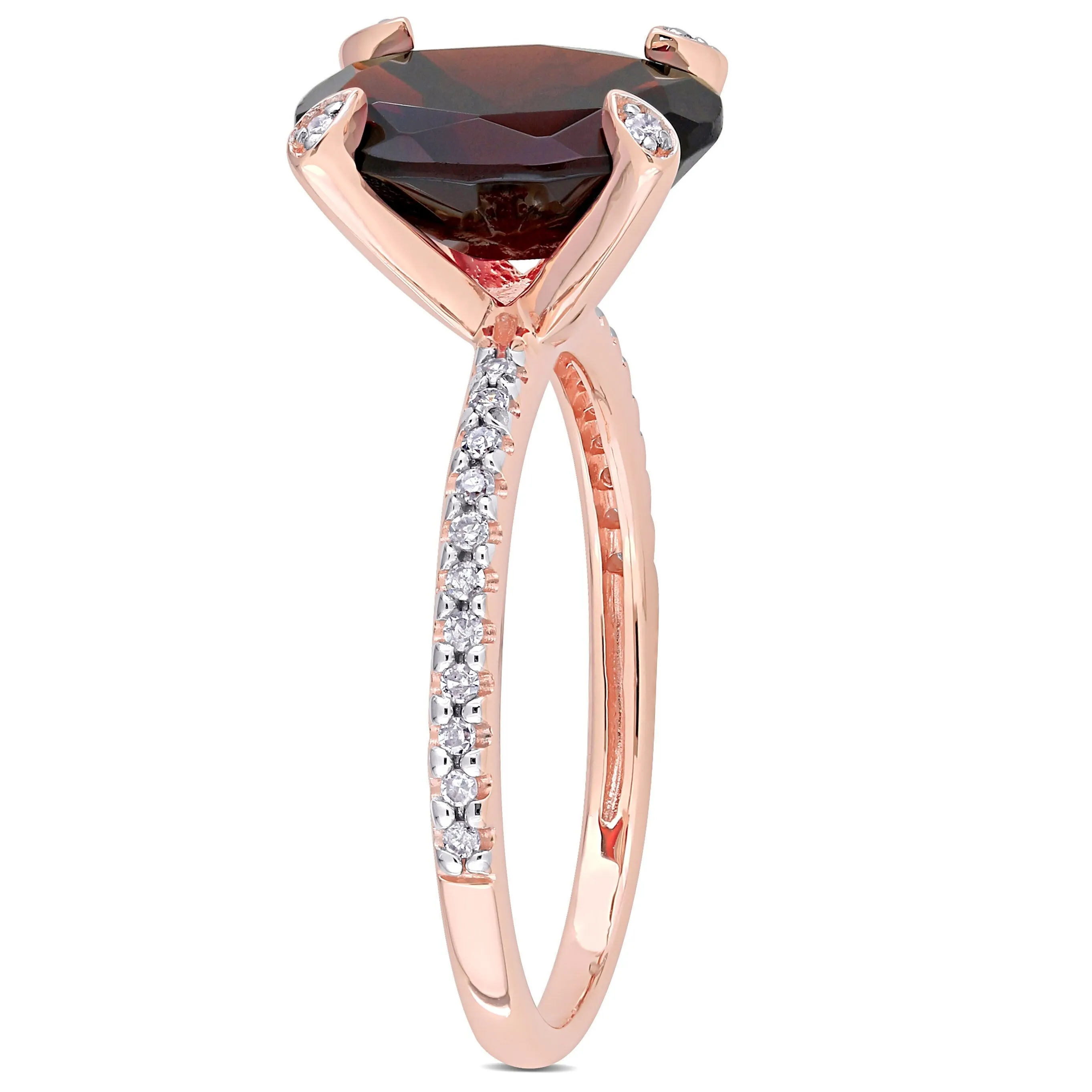 Miadora 3ct TGW Oval-Cut Garnet and 1/10ct TW Diamond Ring in 10k Rose Gold sold by Zulily product image thumbnail 2