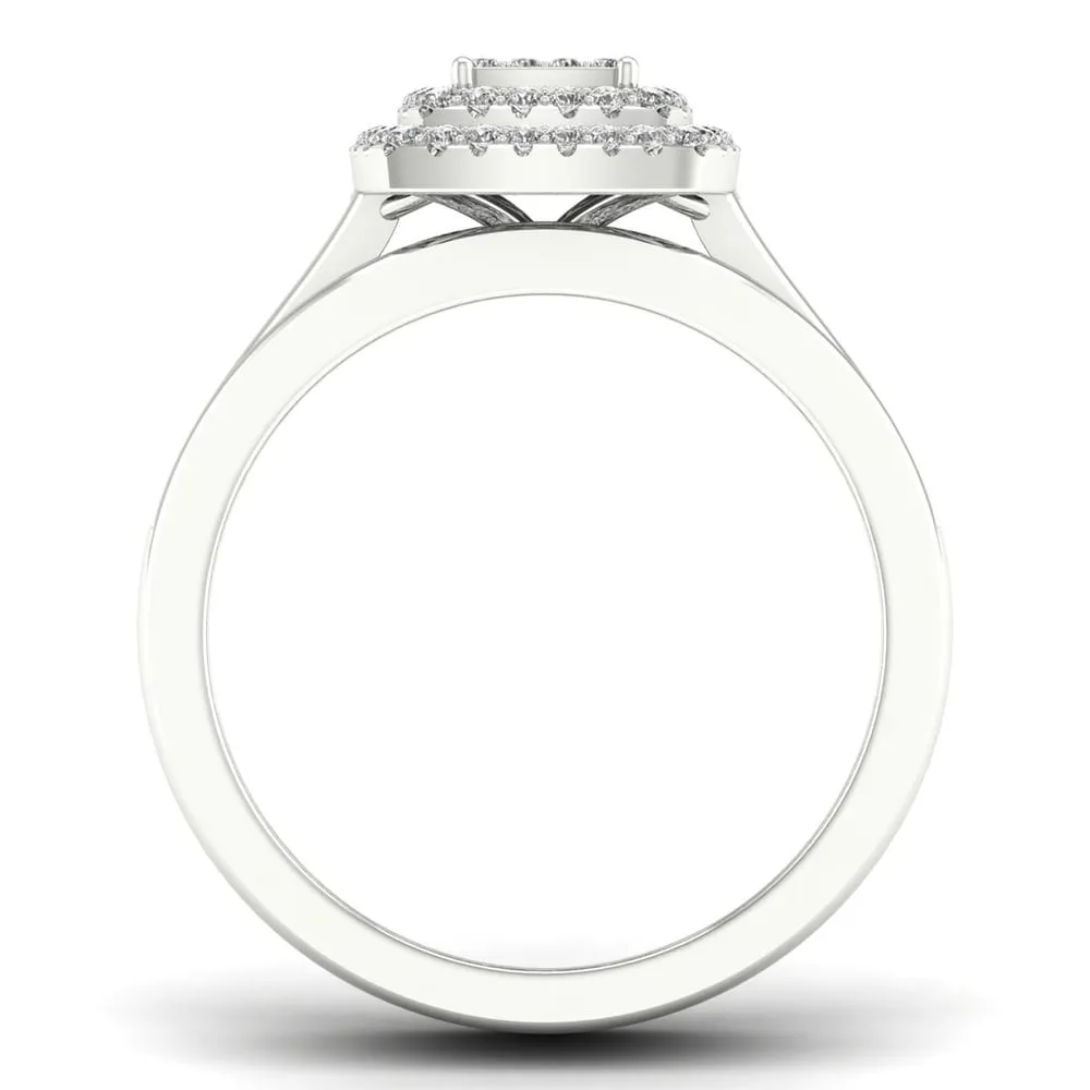 De Couer IGI Certified S925 Sterling Silver 1/3ct TDW Diamond Halo Bridal Ring sold by Zulily product image thumbnail 3