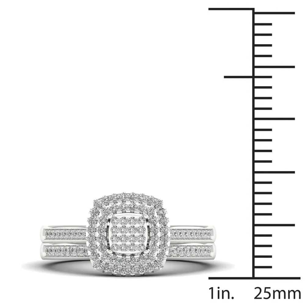 De Couer IGI Certified S925 Sterling Silver 1/3ct TDW Diamond Halo Bridal Ring sold by Zulily product image thumbnail 4