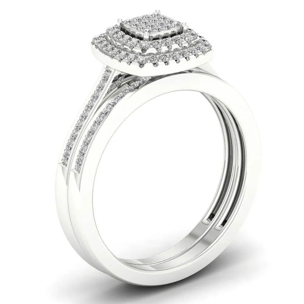 De Couer IGI Certified S925 Sterling Silver 1/3ct TDW Diamond Halo Bridal Ring sold by Zulily product image thumbnail 2