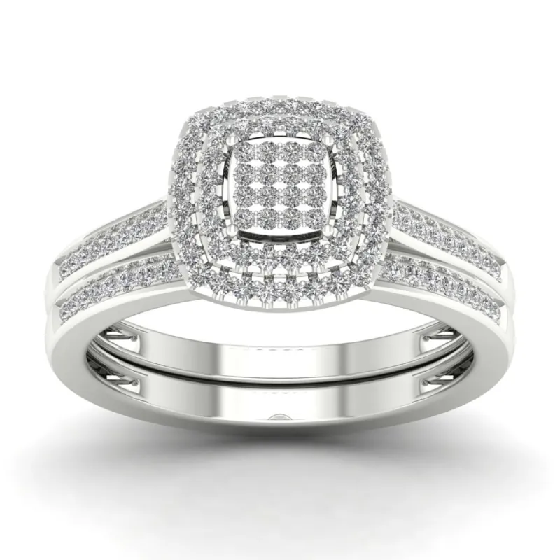 De Couer IGI Certified S925 Sterling Silver 1/3ct TDW Diamond Halo Bridal Ring sold by Zulily