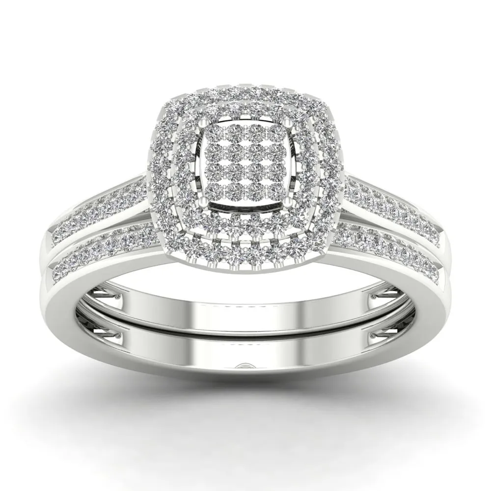 De Couer IGI Certified S925 Sterling Silver 1/3ct TDW Diamond Halo Bridal Ring sold by Zulily