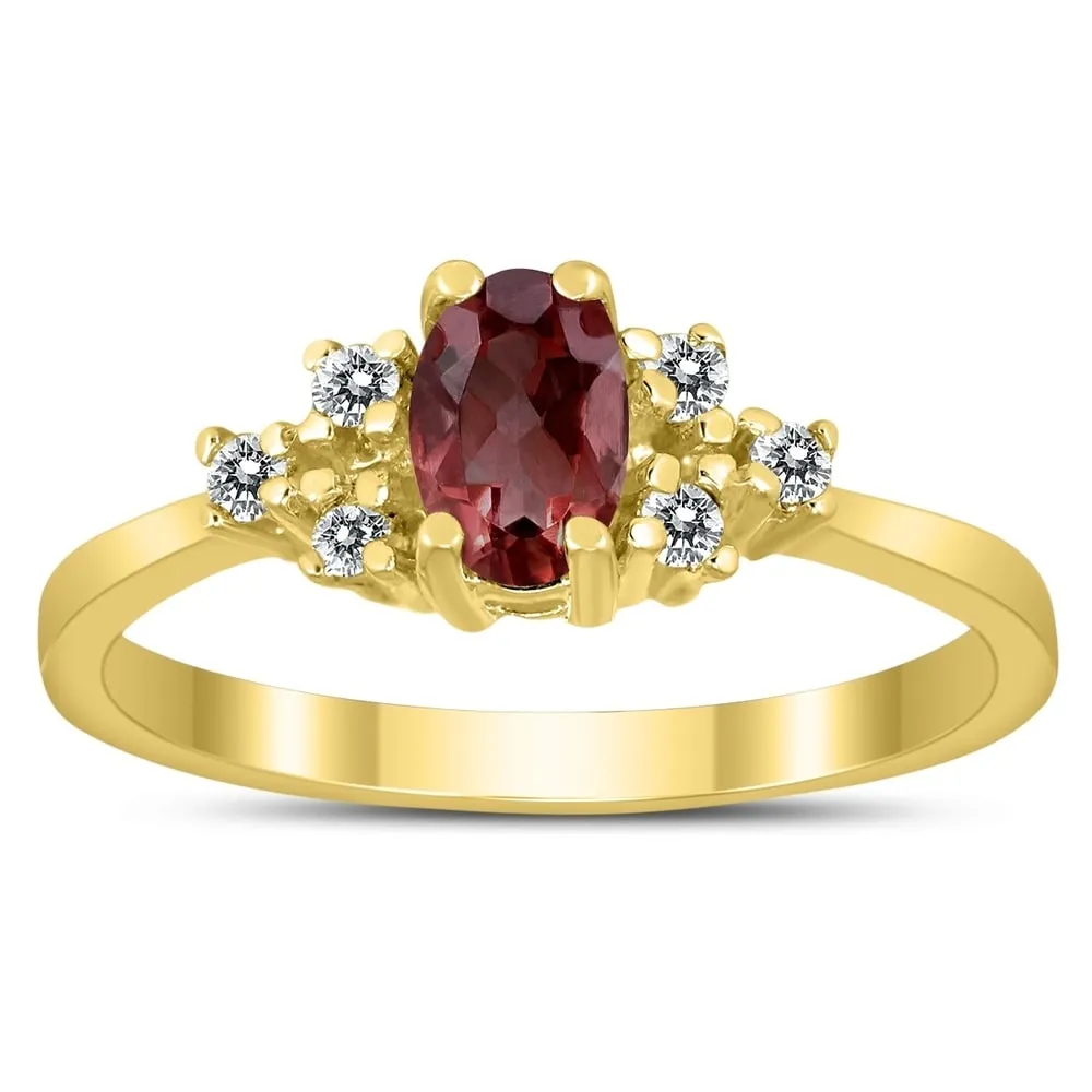 6X4MM Garnet and Diamond Regal Ring in 10K Yellow Gold sold by Zulily