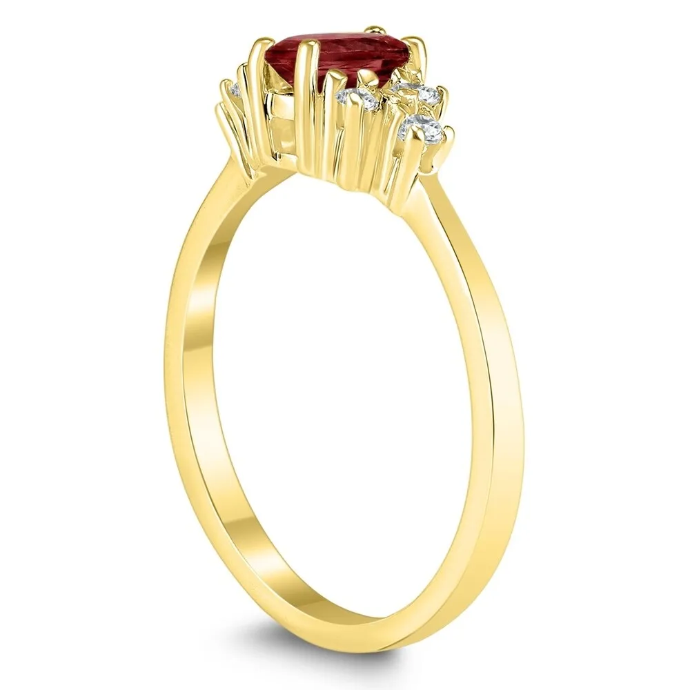 6X4MM Garnet and Diamond Regal Ring in 10K Yellow Gold sold by Zulily product image thumbnail 2