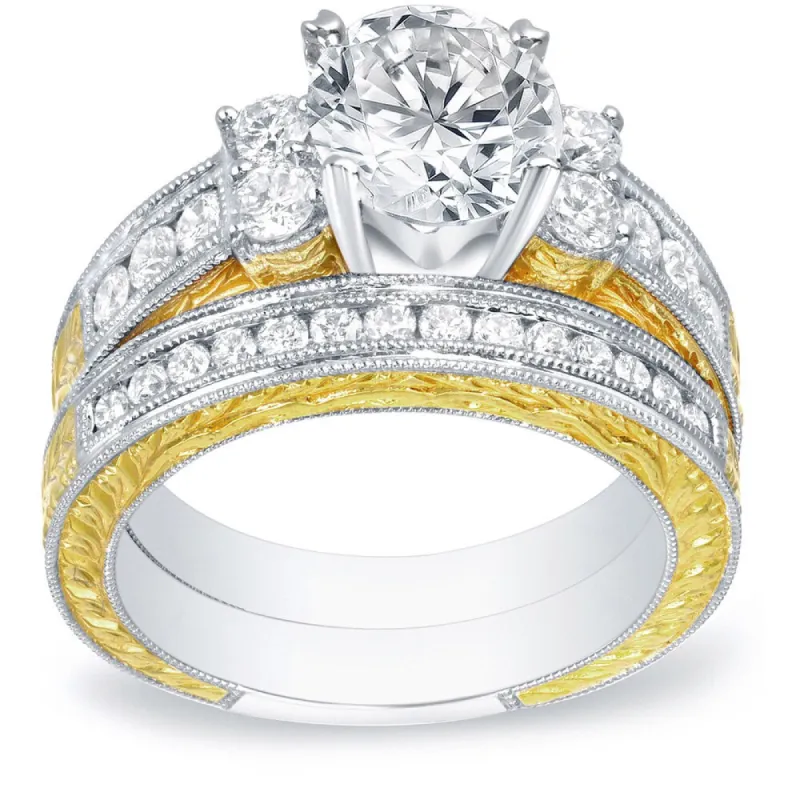Auriya 14k Gold 2ctw Vintage Diamond Engagement Ring Set 14k Two-tone Gold sold by Zulily