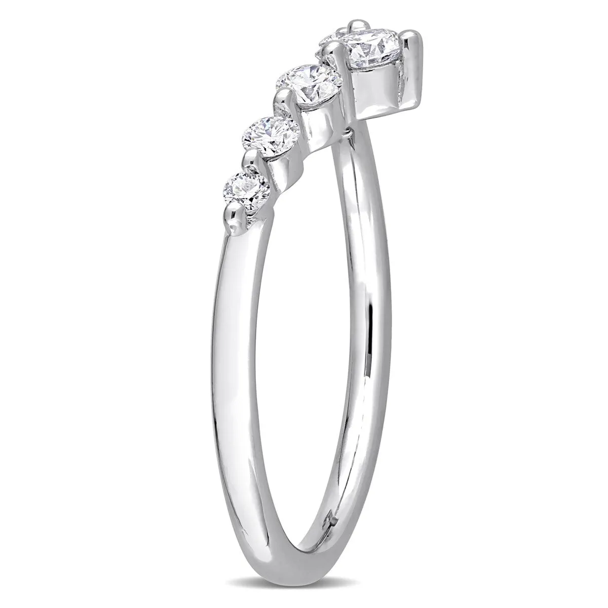 Eternally Yours 3/8ct TW Lab Created Diamond Semi-Eternity Ring in Platinum Plated Sterling Silver sold by Zulily product image thumbnail 4