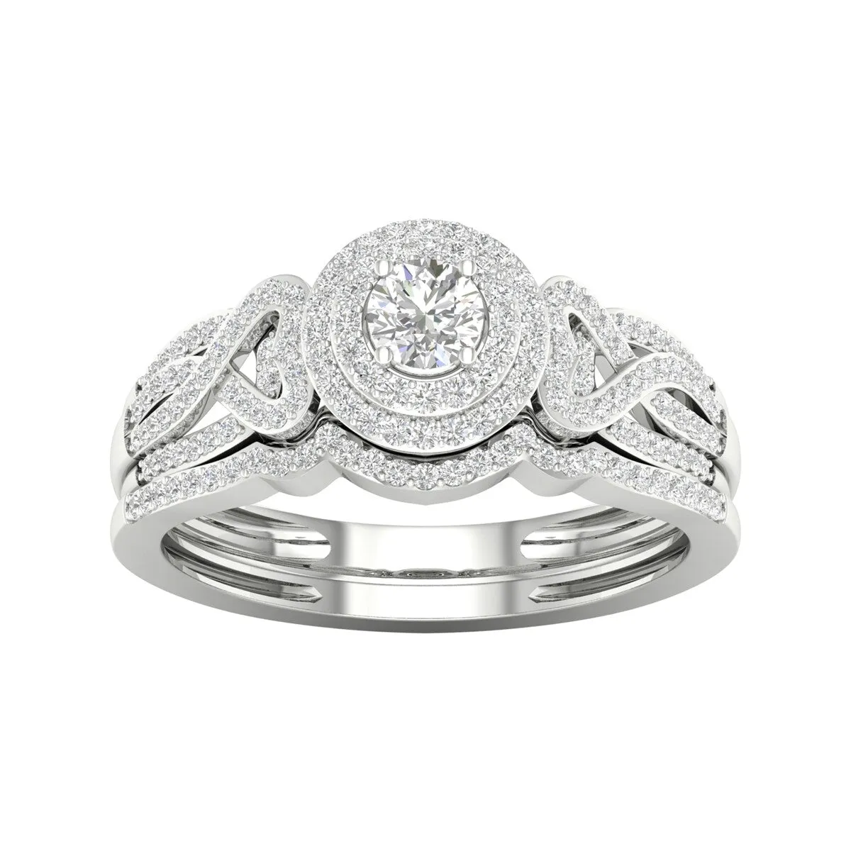 De Couer 10k Gold 1/2ct TDW Diamond Halo Bridal Set sold by Zulily product image thumbnail 3