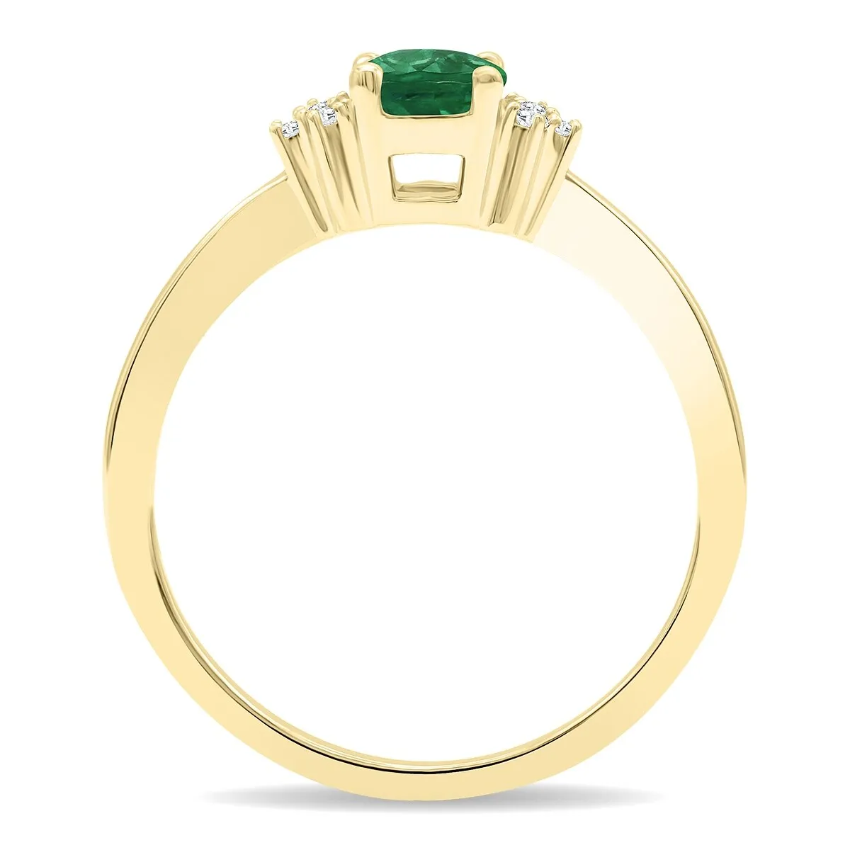 Women's Round Shaped Emerald and Diamond Half Moon Ring in 10K Yellow Gold sold by Zulily product image thumbnail 2