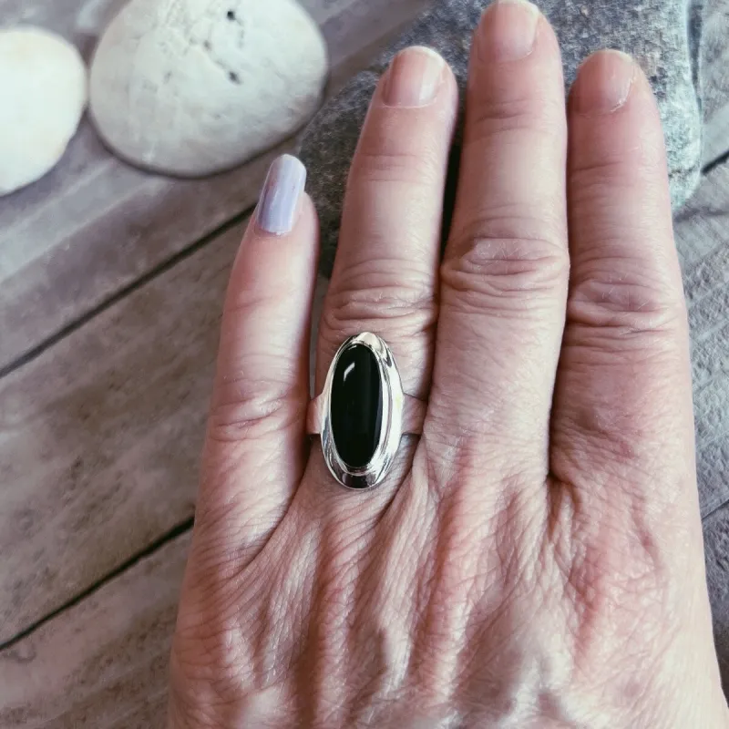 Vera & Co. Sterling Silver Oval Onyx Base Ring sold by Zulily