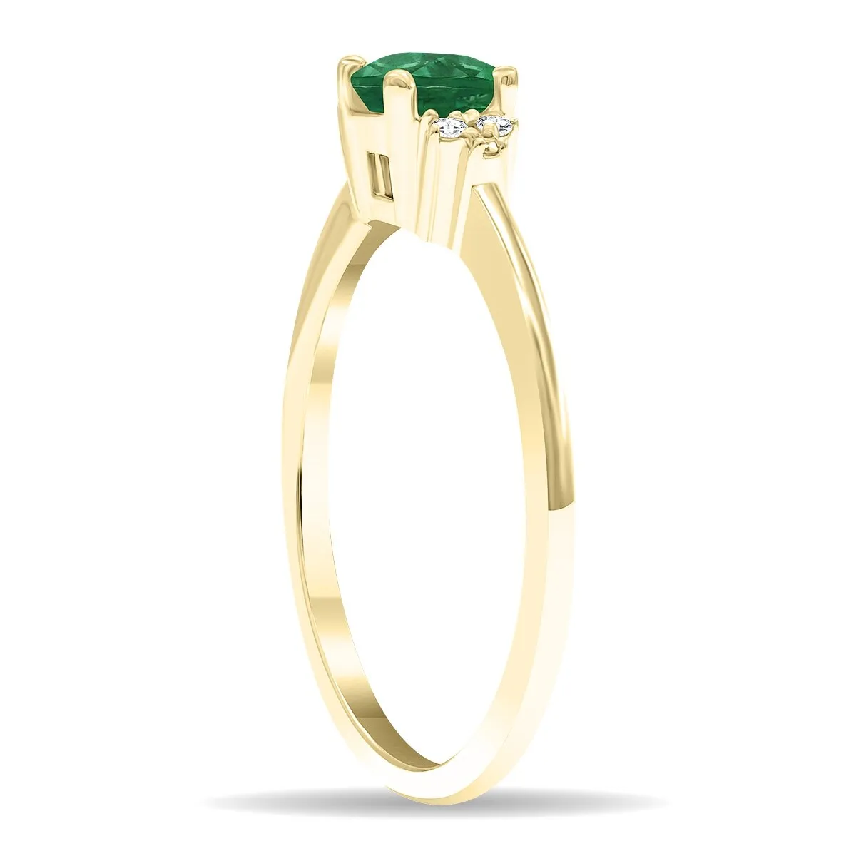 Women's Round Shaped Emerald and Diamond Half Moon Ring in 10K Yellow Gold sold by Zulily product image thumbnail 3
