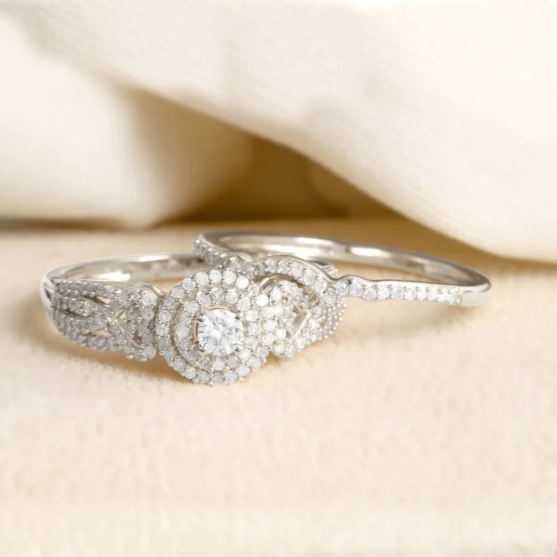 De Couer 10k Gold 1/2ct TDW Diamond Halo Bridal Set sold by Zulily