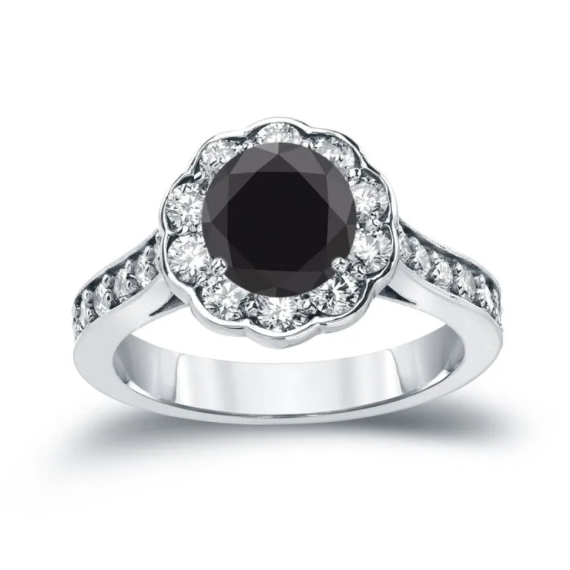 Auriya 14k Gold 1 3/4ctw Unique Halo Black Diamond Engagement Ring sold by Zulily