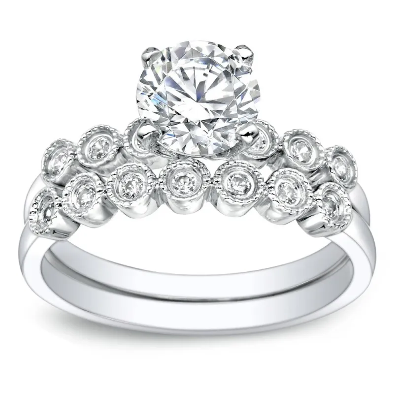 Auriya 14k Gold Vintage 2 1/2ct Round Moissanite Engagement Ring Set with Diamond Accents sold by Zulily