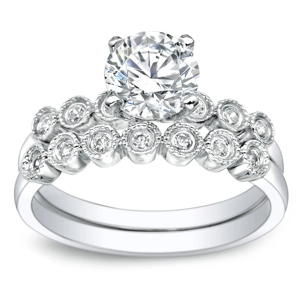 Auriya 14k Gold Vintage 2 1/2ct Round Moissanite Engagement Ring Set with Diamond Accents sold by Zulily